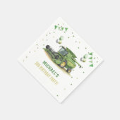 Moderner grüner Landwirtstraktor 3. Geburtstag Serviette (Ecke)