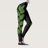 Moderner Grüner Laurel Verlasse auf Schwarz Leggings (Rechts)