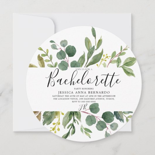 Moderner Grüner Leaf Junggeselinnen-Abschied Einladung (Vorderseite)