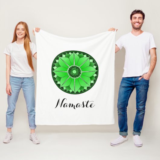 Moderner Grüner Mandala Namaste Fleecedecke (Beispiel)