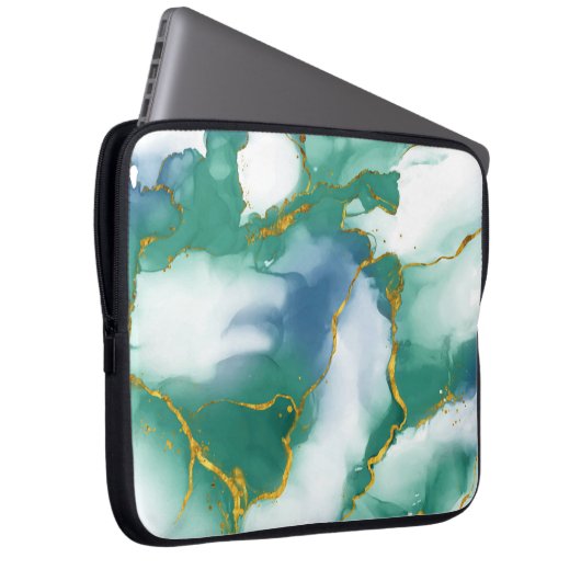 Moderner, grüner Marmoruntergrund - Laptop-Sieb Laptopschutzhülle (Vorne Rechts)