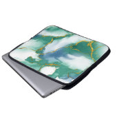 Moderner, grüner Marmoruntergrund - Laptop-Sieb Laptopschutzhülle (Vorne Knopf)