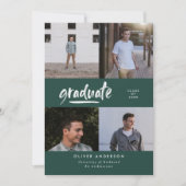 Moderner grüner MultiFoto-Typografie-Abschluss Einladung (Vorderseite)