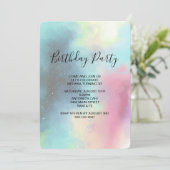 Moderner Grüner Nebel verblasste Wasserfarbe Gebur Einladung (Stehend Vorderseite)