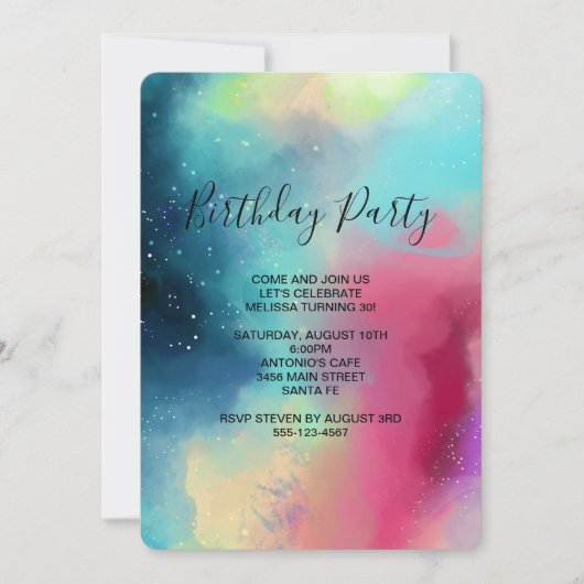 Moderner Grüner Nebel Wasserfarbe Abstrakt Geburts Einladung (Vorderseite)