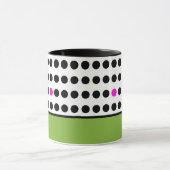 Moderner, grüner Polka-Dots-Farbblock Tasse (Zentrum)