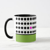 Moderner, grüner Polka-Dots-Farbblock Tasse (Links)
