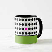 Moderner, grüner Polka-Dots-Farbblock Tasse (VorderseiteRechts)