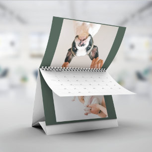 Moderner grüner Scrapbook-Haustierfoto Kalender