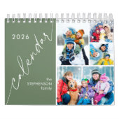 Moderner grüner Skript 4 Fotos pro Monat Kalender (Titelbild)