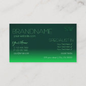 Moderner grüner Spiegel-Schriftart mit Monogramm Visitenkarte (Rückseite)