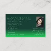 Moderner grüner strahlender Chic Schriftart mit Fo Visitenkarte (Rückseite)