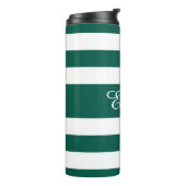 Moderner grüner Strickskriptname Thermosbecher (Nach links gedreht)