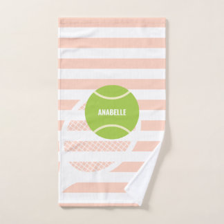 Moderner grüner Tennisball-Ball Rosa Name Handtuch