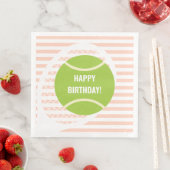 Moderner grüner Tennisball gestreift Geburtstag pi Serviette (Beispiel)