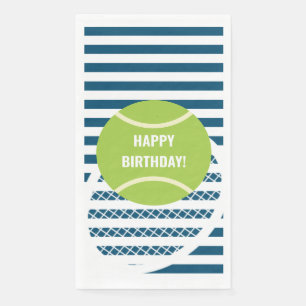 Moderner grüner Tennisball gestreift Geburtstag Serviette