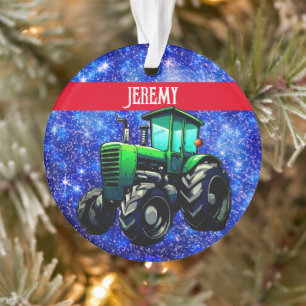 Moderner grüner Traktor auf Blue Ornament