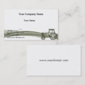 Moderner grüner Traktor auf Grün fängt Visitenkarte (Vorne/Hinten)