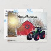 Moderner Grüner Traktor, Barnyard Weihnachten Postkarte (Vorne/Hinten)