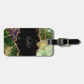 Moderner grüner und Lila Glitzer Agate Gepäckanhänger (Vorderseite horizontal)