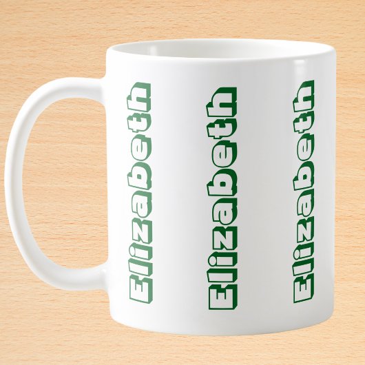 Moderner grüner vertikaler Name Personalisiert Kaffeetasse
