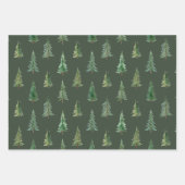 Moderner Grüner Wasserfarbener Weihnachtsbaum Geschenkpapier Set (Vorderseite 3)