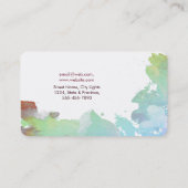 Moderner grüner Watercolor-abstraktes elegantes Visitenkarte (Rückseite)