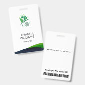Moderner grüner Wirbel-Mitarbeiter Ausweis (Vorder- & Rückseite)
