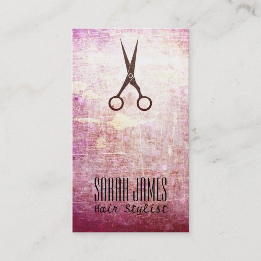 moderner Grungerosa Hairstylist-Haar-Stylist Visitenkarte (Vorderseite)