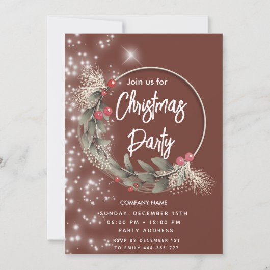 Moderner Grünkranz Einladung (Vorderseite)