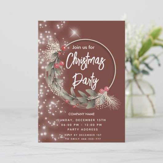 Moderner Grünkranz Einladung (Stehend Vorderseite)