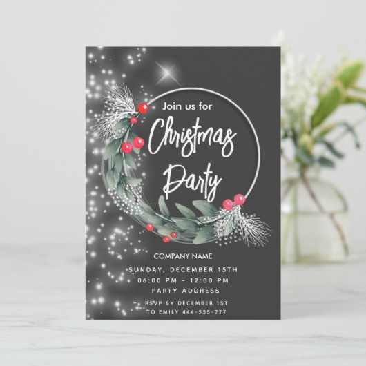 Moderner Grünkranz Einladung (Stehend Vorderseite)