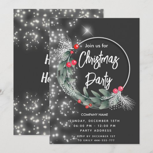 Moderner Grünkranz Einladung (Vorne/Hinten)