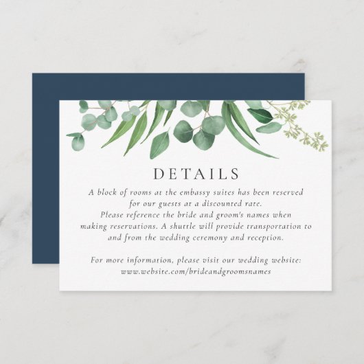 Moderner Grünrahmen Eukalyptus Botanische Details Einladung (Vorne/Hinten)