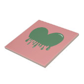 Moderner Grünrosa flüssiger Tropfen Herz y2k schic Fliese (Seite)