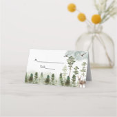 Moderner Grünwald | Aquarellbäume Platzkarte (Vorderseite)