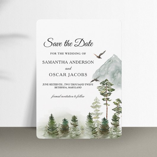 Moderner Grünwald | Aquarellbäume Save The Date