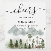 Moderner Grünwald | Aquarellbäume Weinetikett (Einzelnes Label)