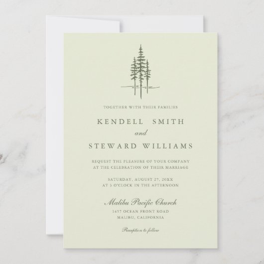 Moderner Grünwald Rustikale Hochzeitseinladung Einladung (Vorderseite)