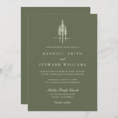 Moderner Grünwald Rustikale Hochzeitseinladung Einladung (Vorne/Hinten)
