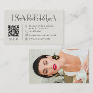 Moderner Haar-Make-up-Artist Faux-Leinen Schriftfo Visitenkarte