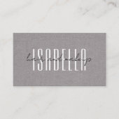 Moderner Haar-Make-up-Artist Faux-Leinen-Script Visitenkarte (Vorderseite)