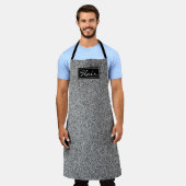 Moderner Haar-Stylist Black Silver Glitzer Schürze (Getragen)