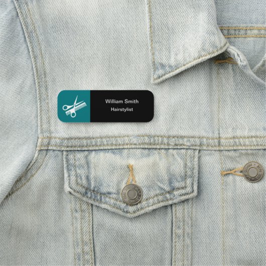 Moderner Haar-Stylist Namensschild (Beispiel)