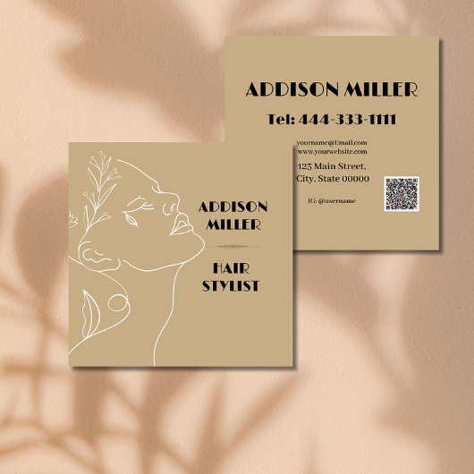 Moderner, haarstylischer und QR-Code Quadratische Visitenkarte