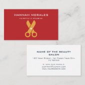 Moderner Haarstylist Gold Schere Visitenkarte (Vorne/Hinten)