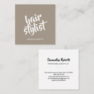 Moderner Haarstylist minimaler Schriftzug hellbrau Quadratische Visitenkarte