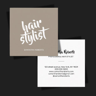 Moderner Haarstylist minimaler Schriftzug hellbrau Quadratische Visitenkarte