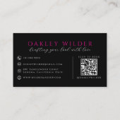Moderner Haarstylist Schwarz Rosa QR-Code Visitenkarte (Rückseite)
