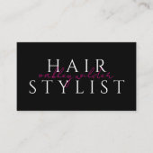 Moderner Haarstylist Schwarz Rosa QR-Code Visitenkarte (Vorderseite)